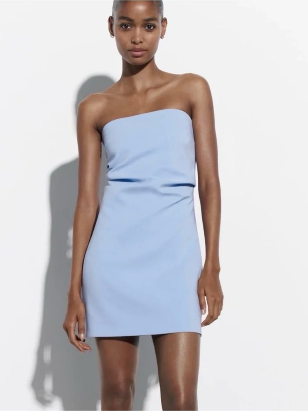 Zara Strapless Mini Dress in Powder Blue